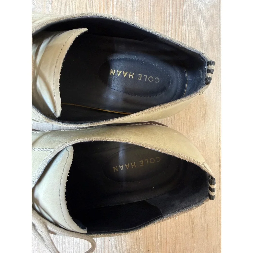 Cole Haan Morris Plain Toe‎ Oxford Mens Beige Leather Dress Shoes Size 12 M